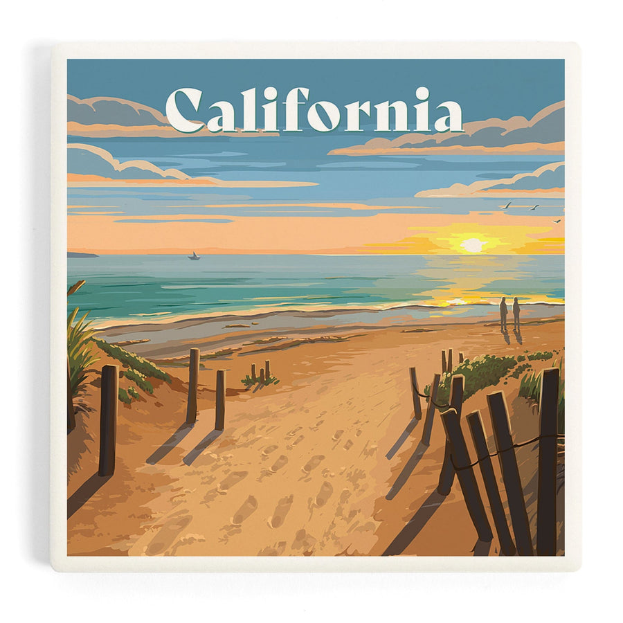 California, Painterly, Sand Soul Sun, Beach Path, Coasters Coasters Lantern Press 