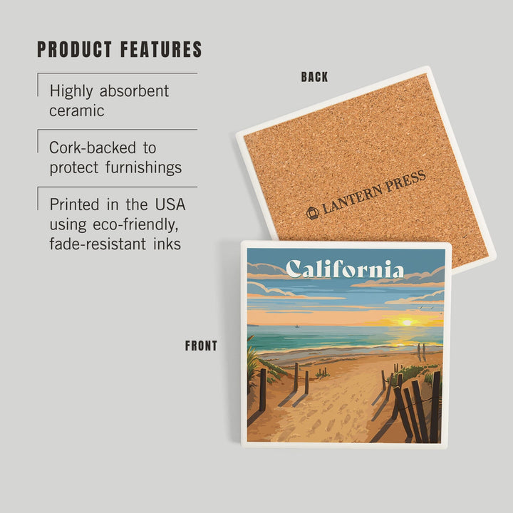 California, Painterly, Sand Soul Sun, Beach Path, Coasters Coasters Lantern Press 
