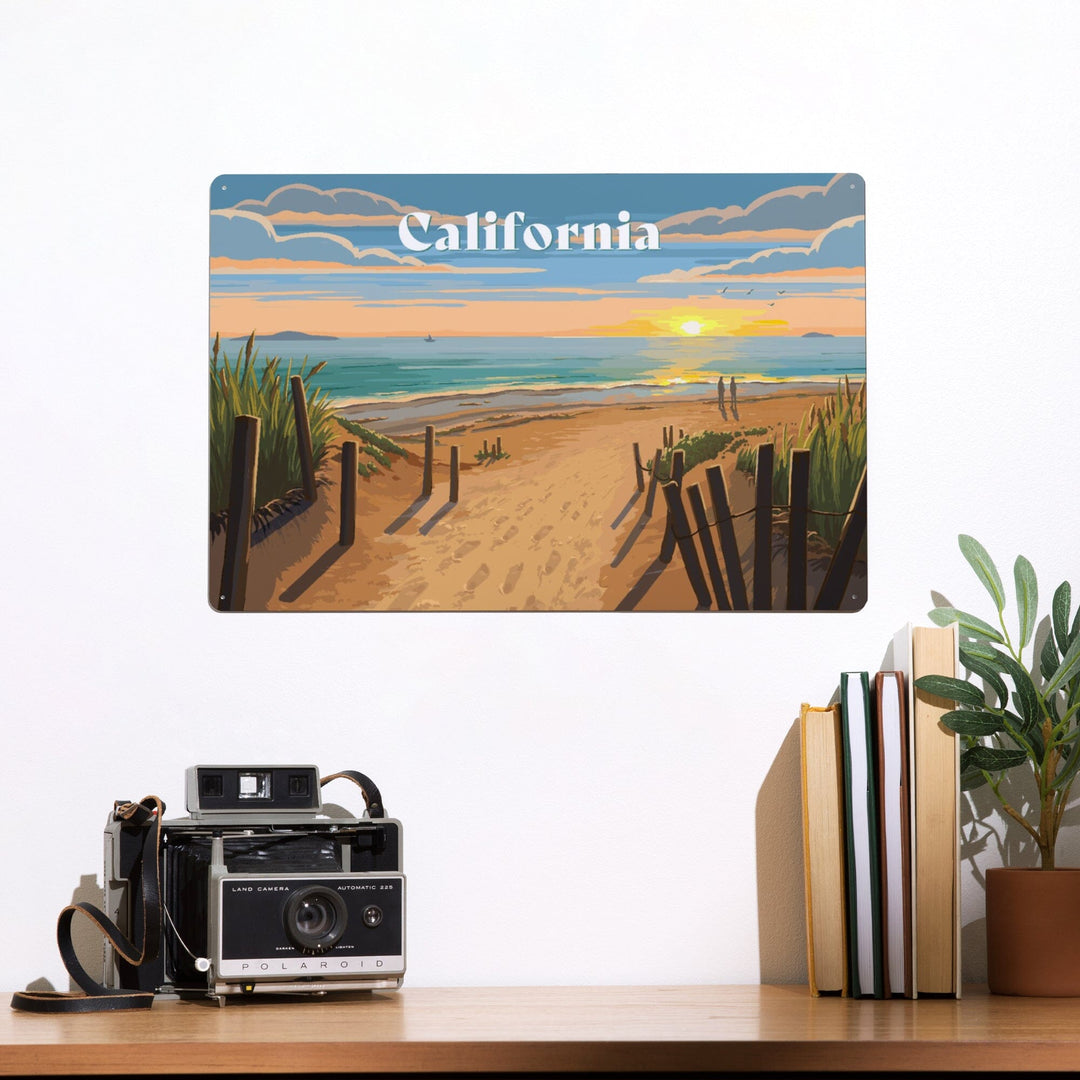 California, Painterly, Sand Soul Sun, Beach Path, Metal Signs Metal Lantern Press 