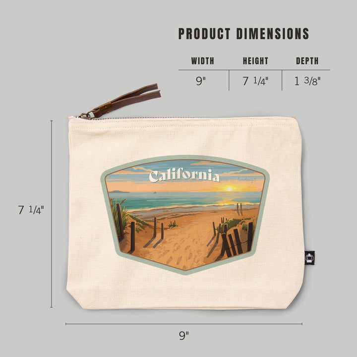 California, Painterly, Sand Soul Sun, Beach Path,, Organic Cotton Zipper Pouch, Go Bag Totes Lantern Press 