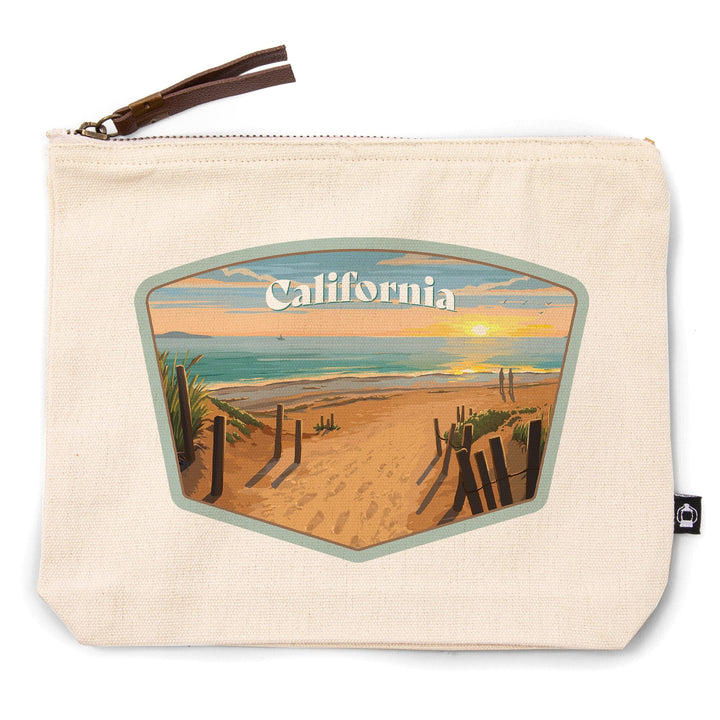 California, Painterly, Sand Soul Sun, Beach Path,, Organic Cotton Zipper Pouch, Go Bag Totes Lantern Press 