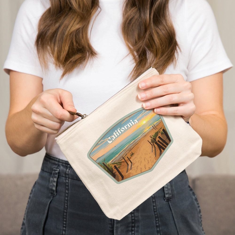 California, Painterly, Sand Soul Sun, Beach Path,, Organic Cotton Zipper Pouch, Go Bag Totes Lantern Press 