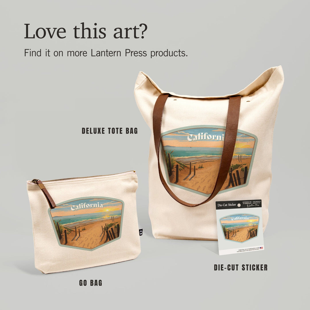 California, Painterly, Sand Soul Sun, Beach Path,, Organic Cotton Zipper Pouch, Go Bag Totes Lantern Press 