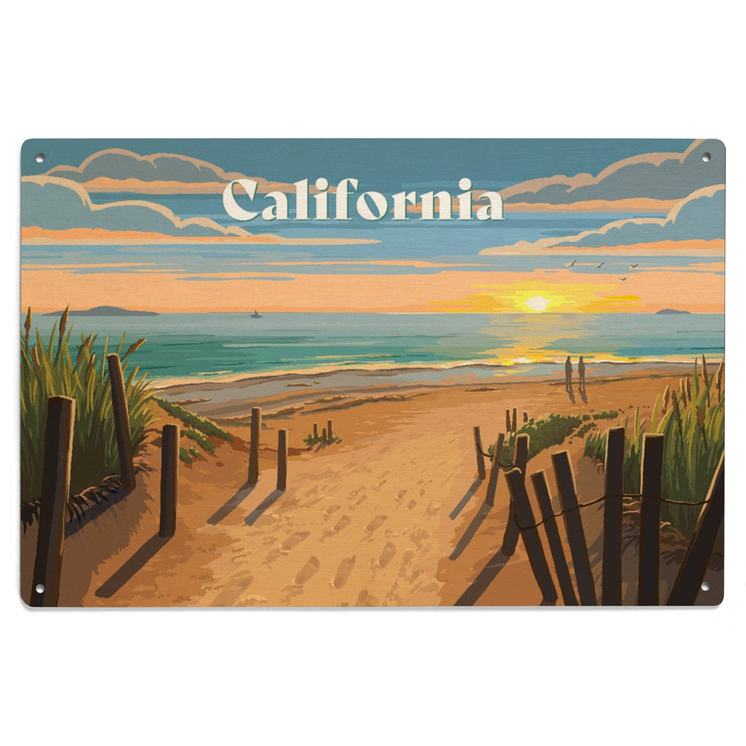 California, Painterly, Sand Soul Sun, Beach Path, Wood Signs and Postcards Wood Lantern Press 