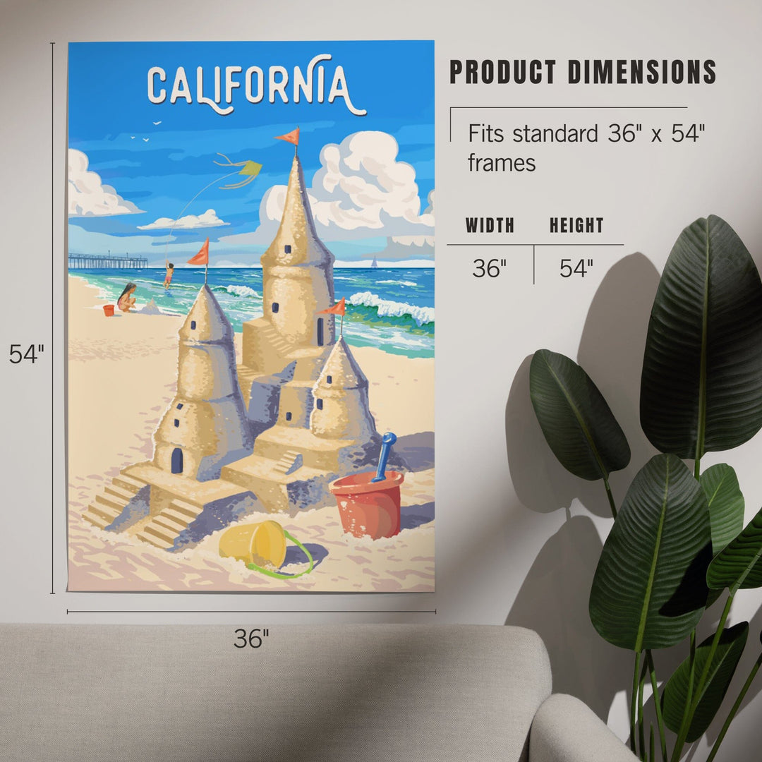 California, Painterly, Soak Up Summer, Sand Castle, Art & Giclee Prints Art Lantern Press 