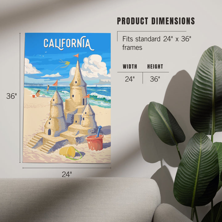 California, Painterly, Soak Up Summer, Sand Castle, Art & Giclee Prints Art Lantern Press 