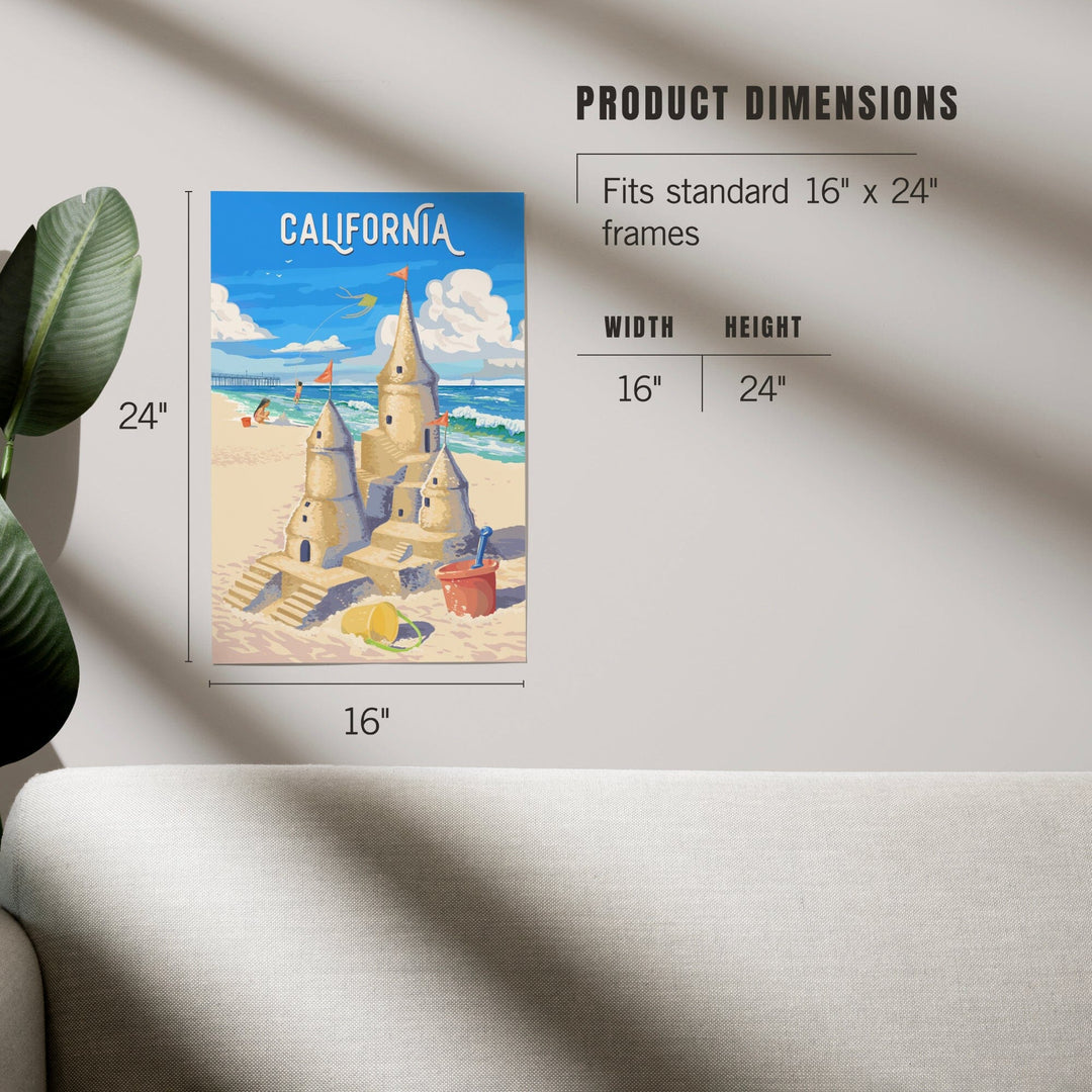 California, Painterly, Soak Up Summer, Sand Castle, Art & Giclee Prints Art Lantern Press 