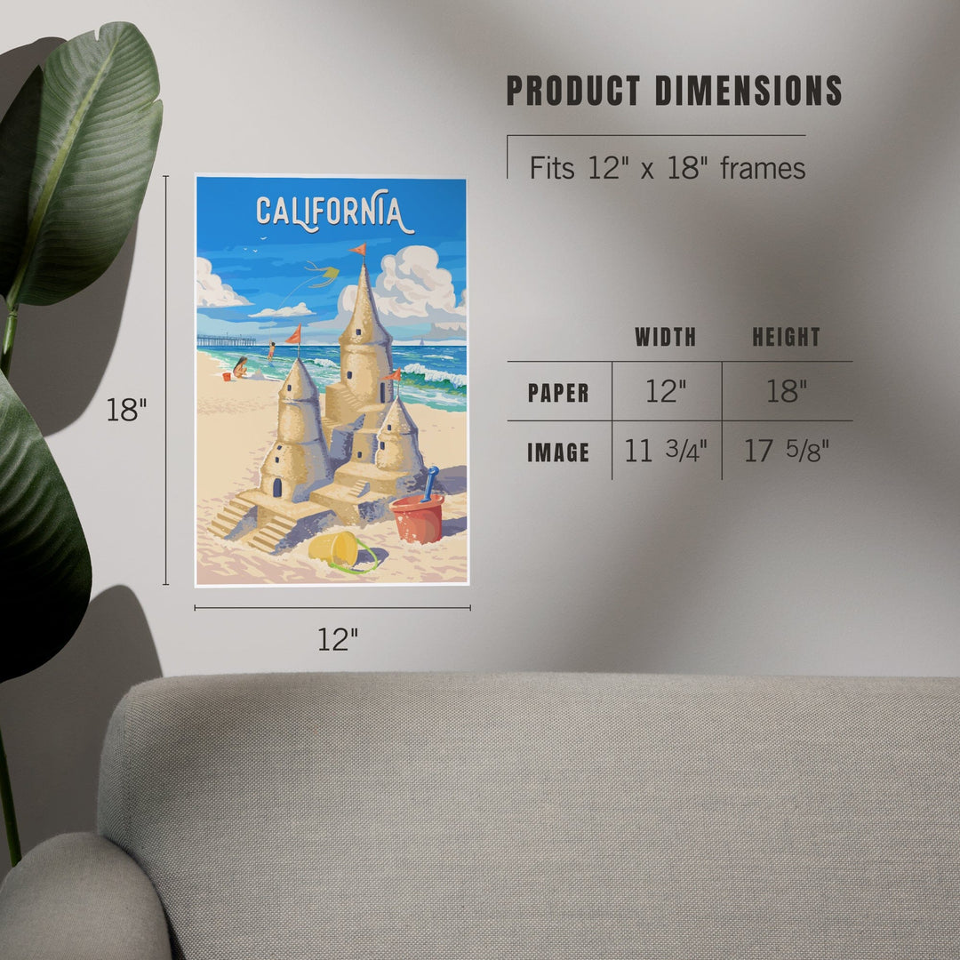 California, Painterly, Soak Up Summer, Sand Castle, Art & Giclee Prints Art Lantern Press 