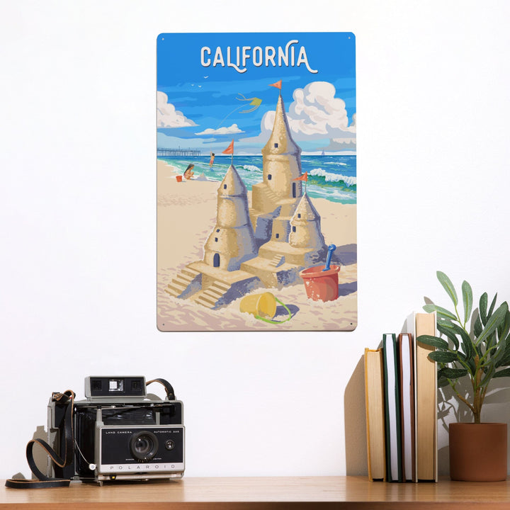 California, Painterly, Soak Up Summer, Sand Castle, Metal Signs Metal Lantern Press 