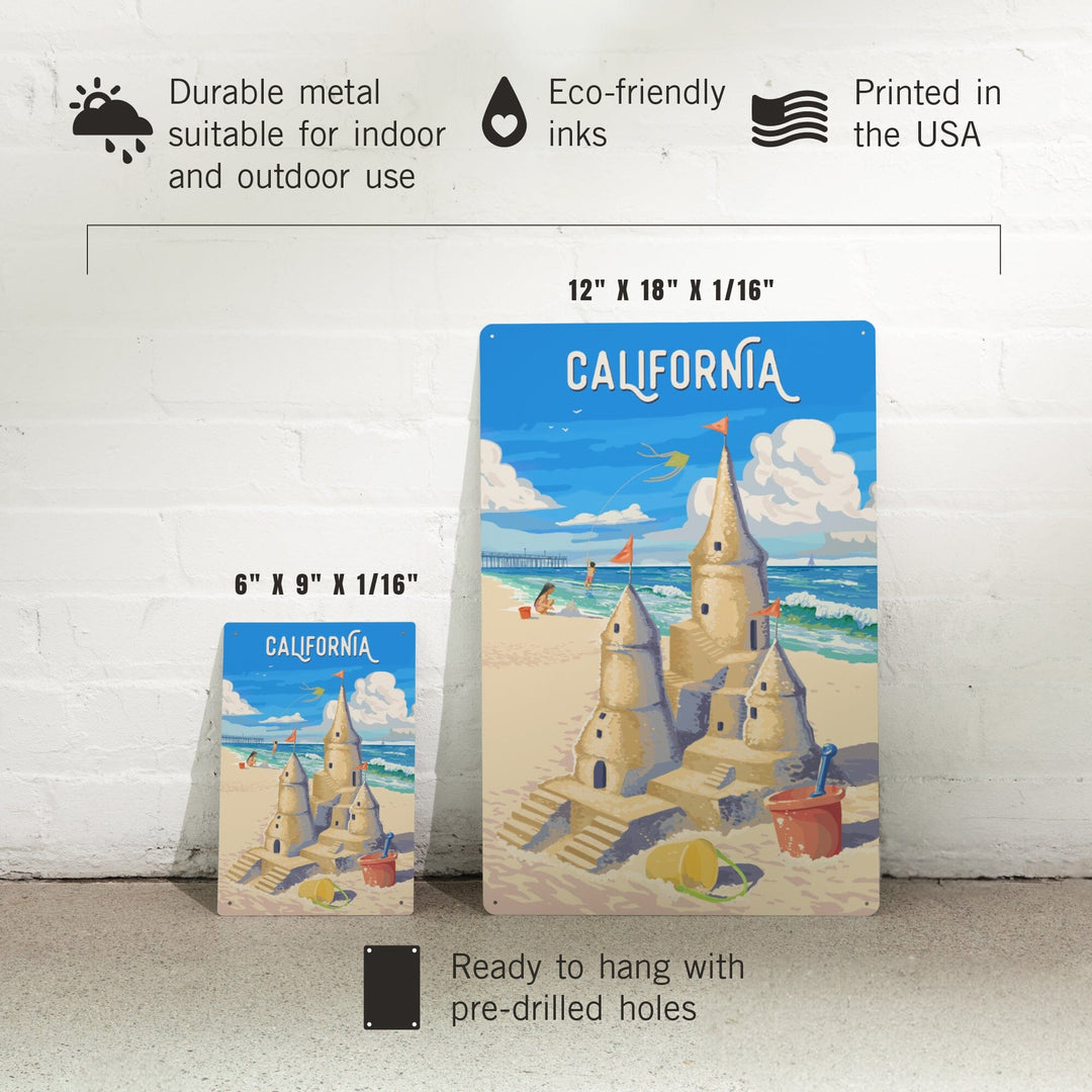 California, Painterly, Soak Up Summer, Sand Castle, Metal Signs Metal Lantern Press 