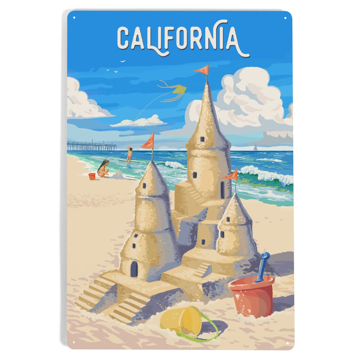 California, Painterly, Soak Up Summer, Sand Castle, Metal Signs Metal Lantern Press 