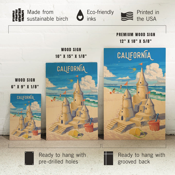 California, Painterly, Soak Up Summer, Sand Castle, Wood Signs and Postcards Wood Lantern Press 