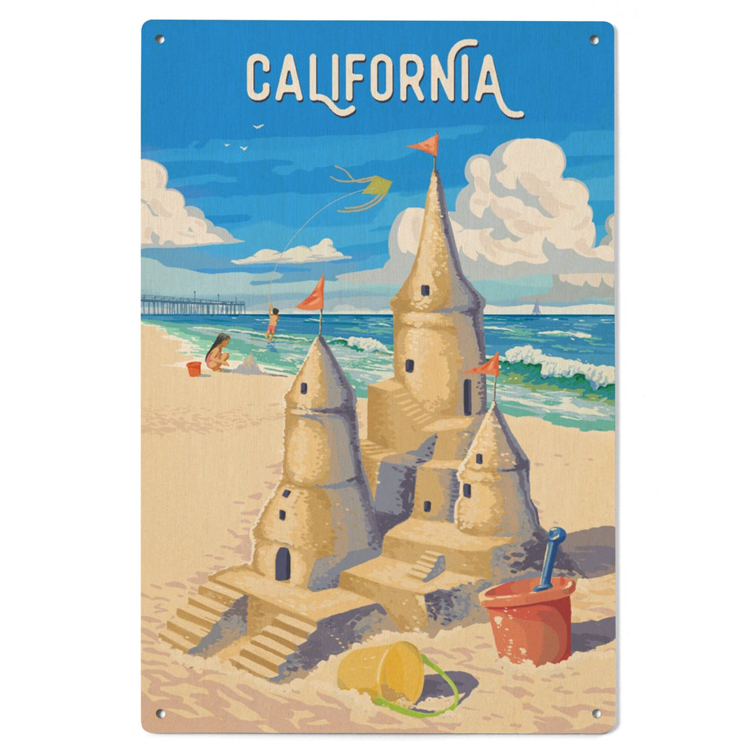 California, Painterly, Soak Up Summer, Sand Castle, Wood Signs and Postcards Wood Lantern Press 