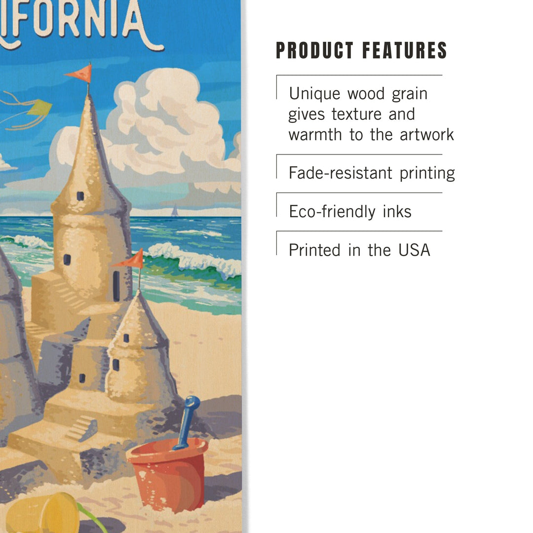 California, Painterly, Soak Up Summer, Sand Castle, Wood Signs and Postcards Wood Lantern Press 