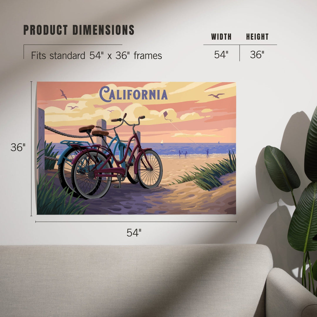 California, Painterly, The Beach Is Calling, Beach Bikes, Art & Giclee Prints Art Lantern Press 