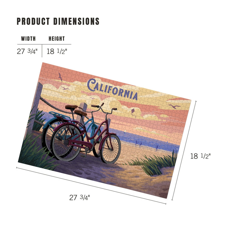 California, Painterly, The Beach Is Calling, Beach Bikes, Jigsaw Puzzle Puzzle Lantern Press 