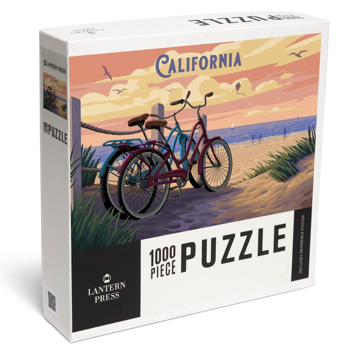 California, Painterly, The Beach Is Calling, Beach Bikes, Jigsaw Puzzle Puzzle Lantern Press 