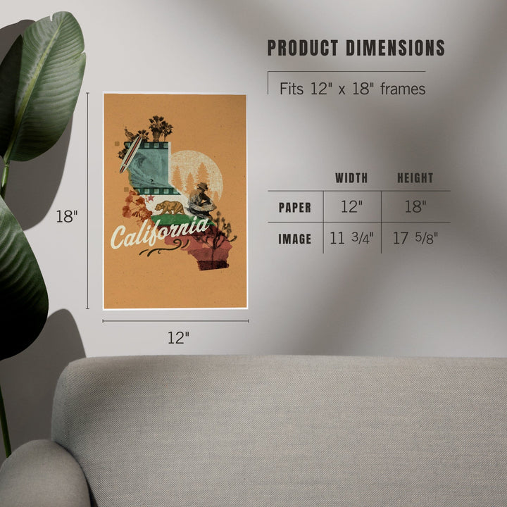 California, Photomontage, State Series, Art & Giclee Prints Art Lantern Press 