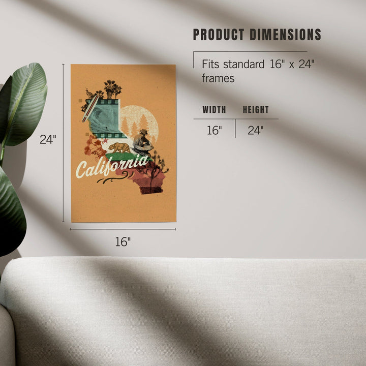 California, Photomontage, State Series, Art & Giclee Prints Art Lantern Press 