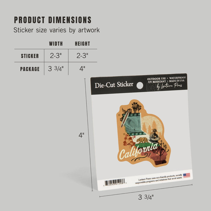 California, Photomontage, State series, Contour, Vinyl Sticker Sticker Lantern Press 