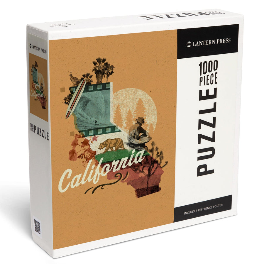 California, Photomontage, State Series, Jigsaw Puzzle - Lantern Press