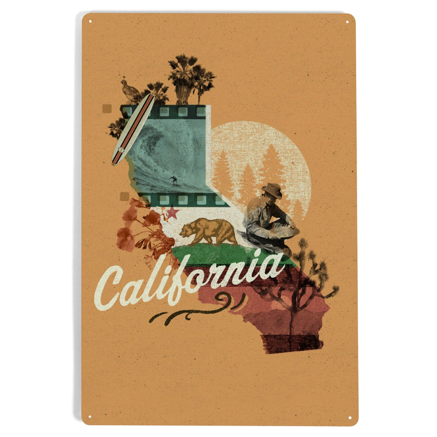 California, Photomontage, State Series, Metal Signs Metal Lantern Press 