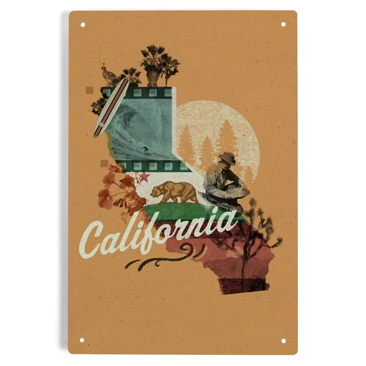 California, Photomontage, State Series, Metal Signs Metal Lantern Press 