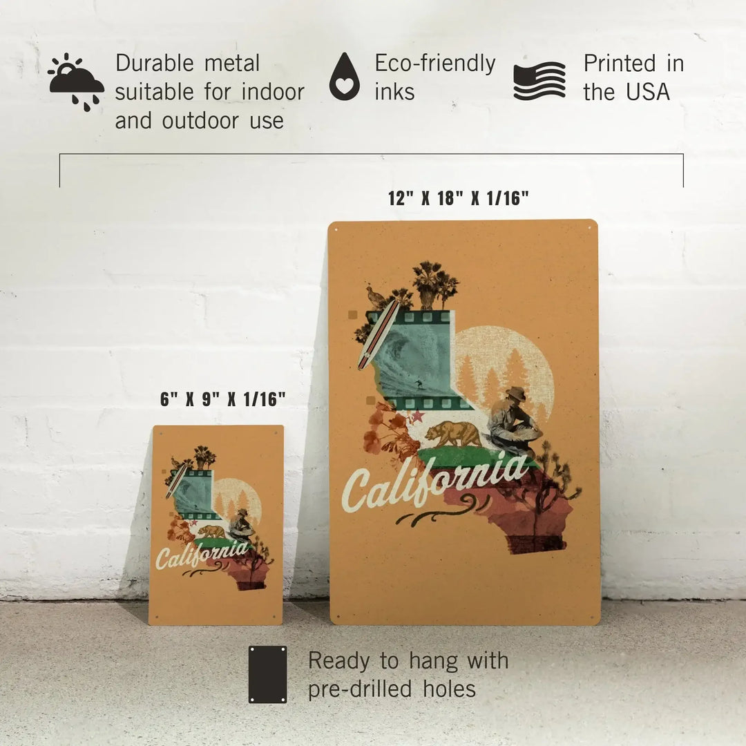 California, Photomontage, State Series, Metal Signs Metal Lantern Press 