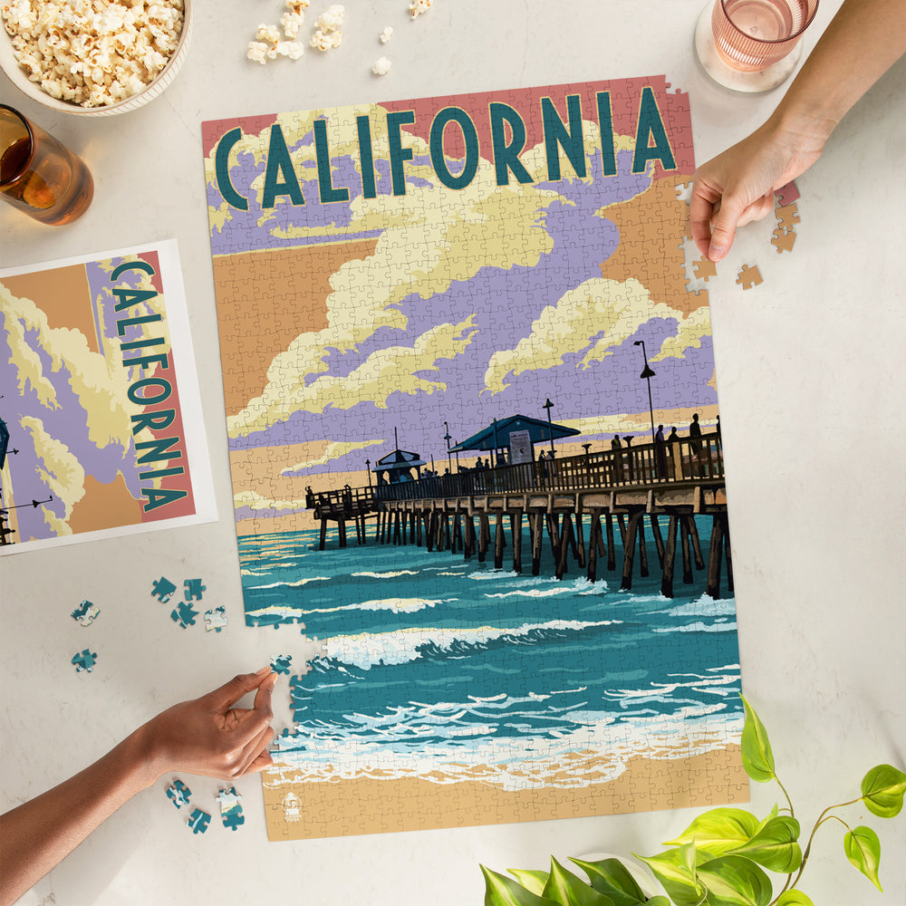 California, Pier Scene, Jigsaw Puzzle Puzzle Lantern Press 