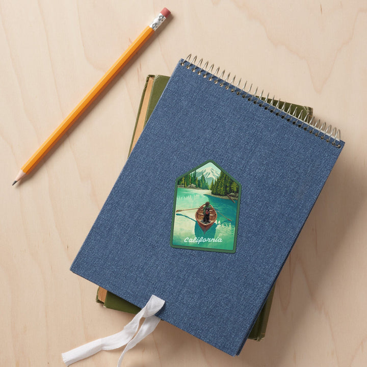 California, Quiet Explorer, Boating, Mountain, Contour, Vinyl Sticker Sticker Lantern Press 