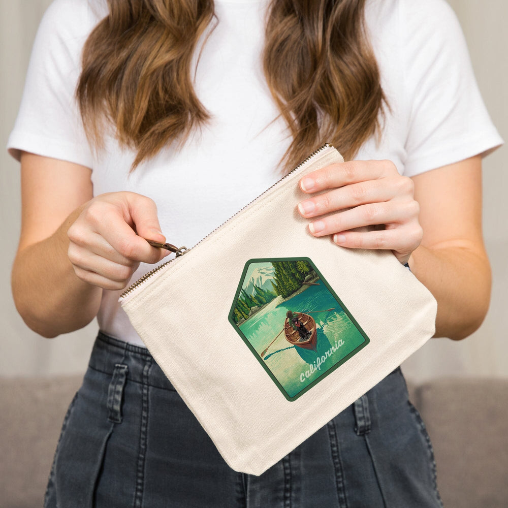 California, Quiet Explorer, Boating, Mountain,, Organic Cotton Zipper Pouch, Go Bag Totes Lantern Press 