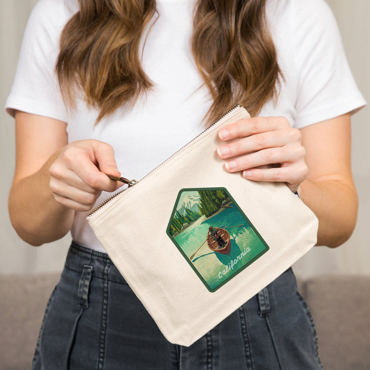 California, Quiet Explorer, Boating, Mountain,, Organic Cotton Zipper Pouch, Go Bag Totes Lantern Press 