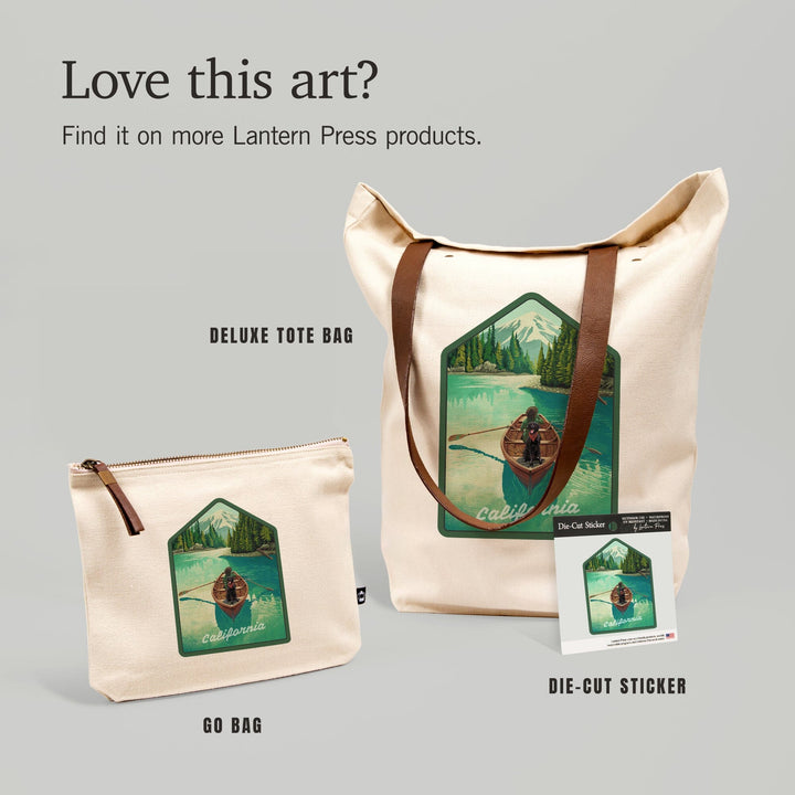California, Quiet Explorer, Boating, Mountain,, Organic Cotton Zipper Pouch, Go Bag Totes Lantern Press 