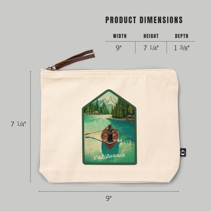 California, Quiet Explorer, Boating, Mountain,, Organic Cotton Zipper Pouch, Go Bag Totes Lantern Press 