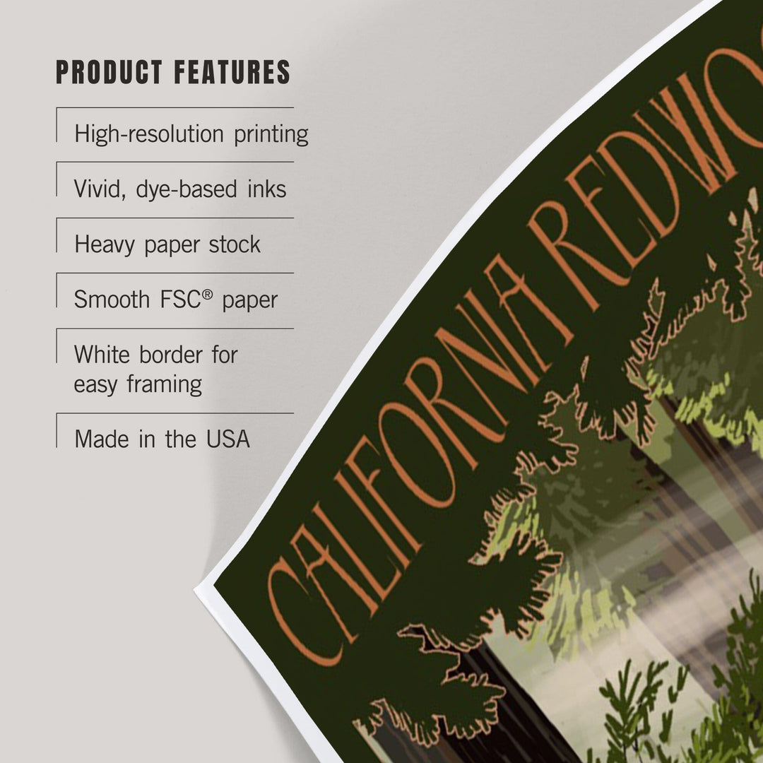 California Redwoods, Avenue of the Giants, Deer and Fawns, Art & Giclee Prints Art Lantern Press 