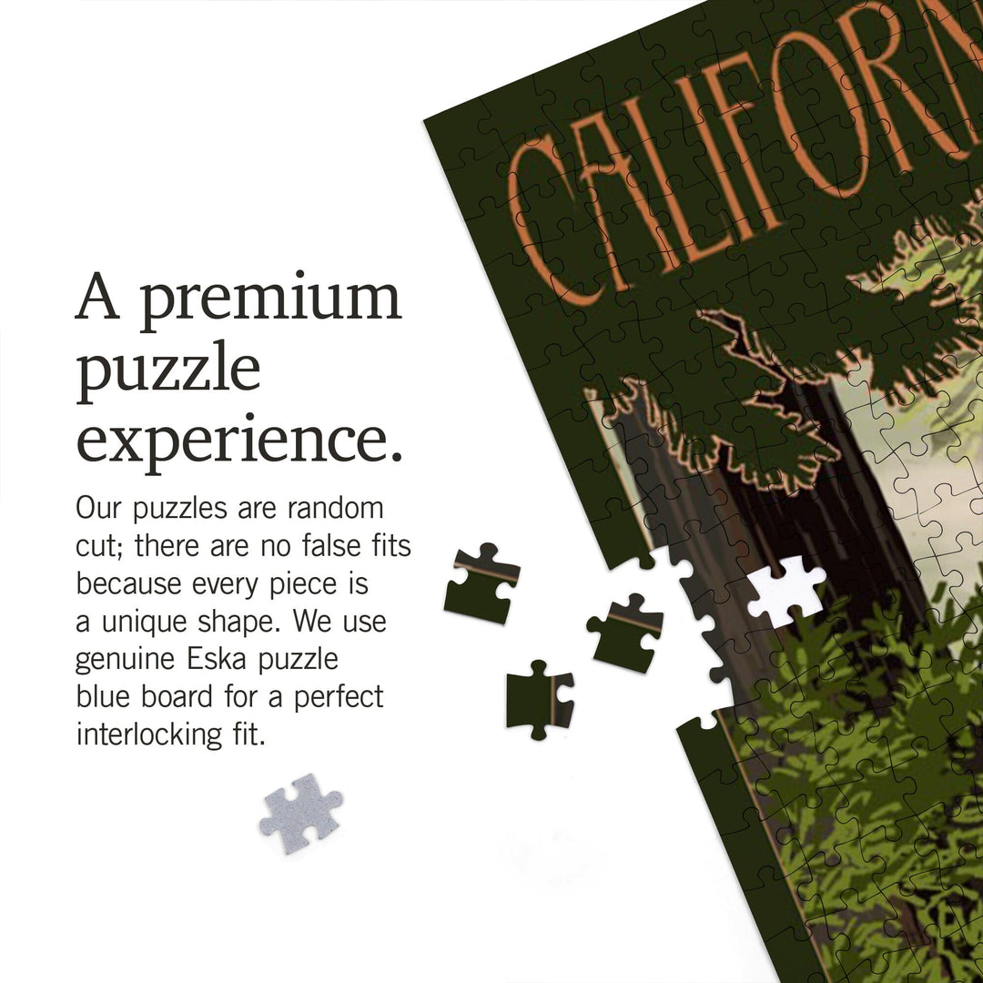 California Redwoods, Avenue of the Giants, Deer and Fawns, Jigsaw Puzzle Puzzle Lantern Press 