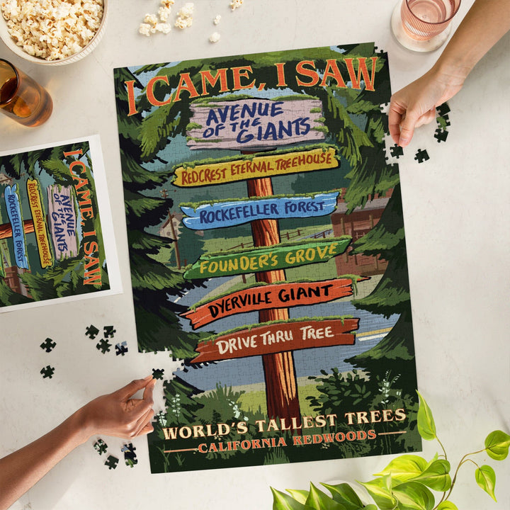 California Redwoods, Destination Signpost, I Came I Saw, Jigsaw Puzzle Puzzle Lantern Press 