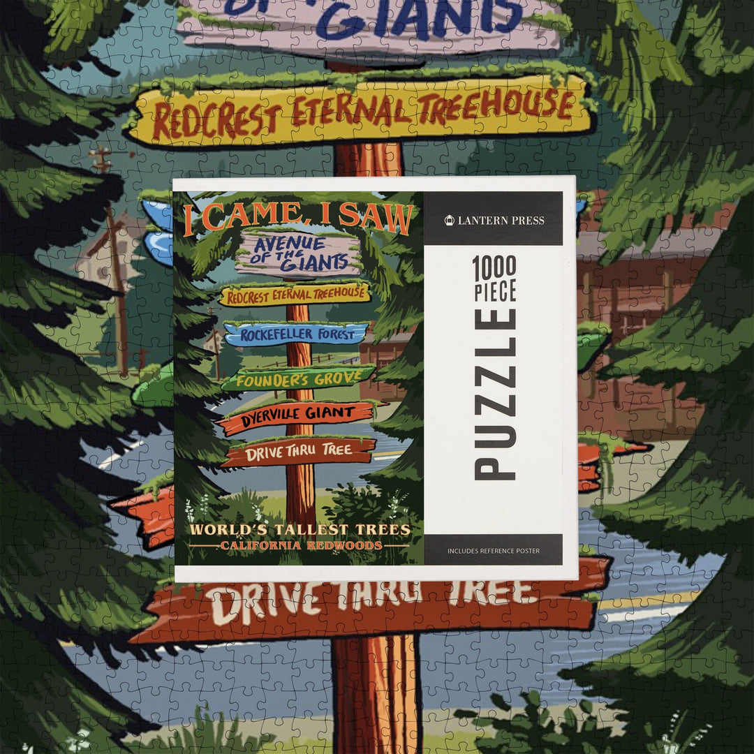 California Redwoods, Destination Signpost, I Came I Saw, Jigsaw Puzzle Puzzle Lantern Press 