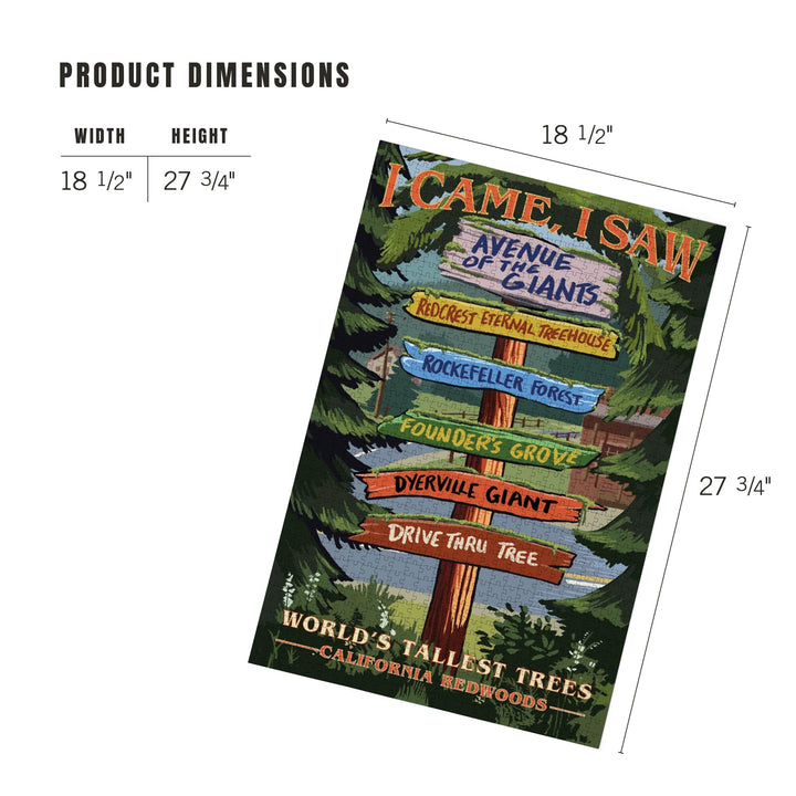 California Redwoods, Destination Signpost, I Came I Saw, Jigsaw Puzzle Puzzle Lantern Press 