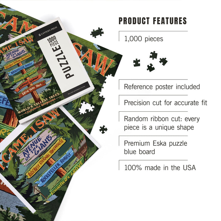 California Redwoods, Destination Signpost, I Came I Saw, Jigsaw Puzzle Puzzle Lantern Press 