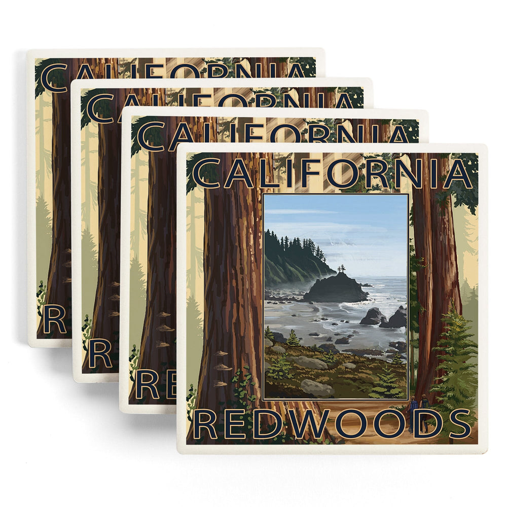 California Redwoods, Ocean Scene, Coasters Coasters Lantern Press 