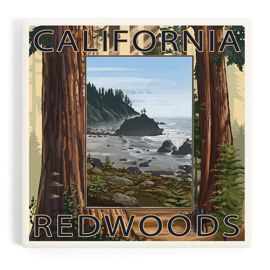 California Redwoods, Ocean Scene, Coasters Coasters Lantern Press 