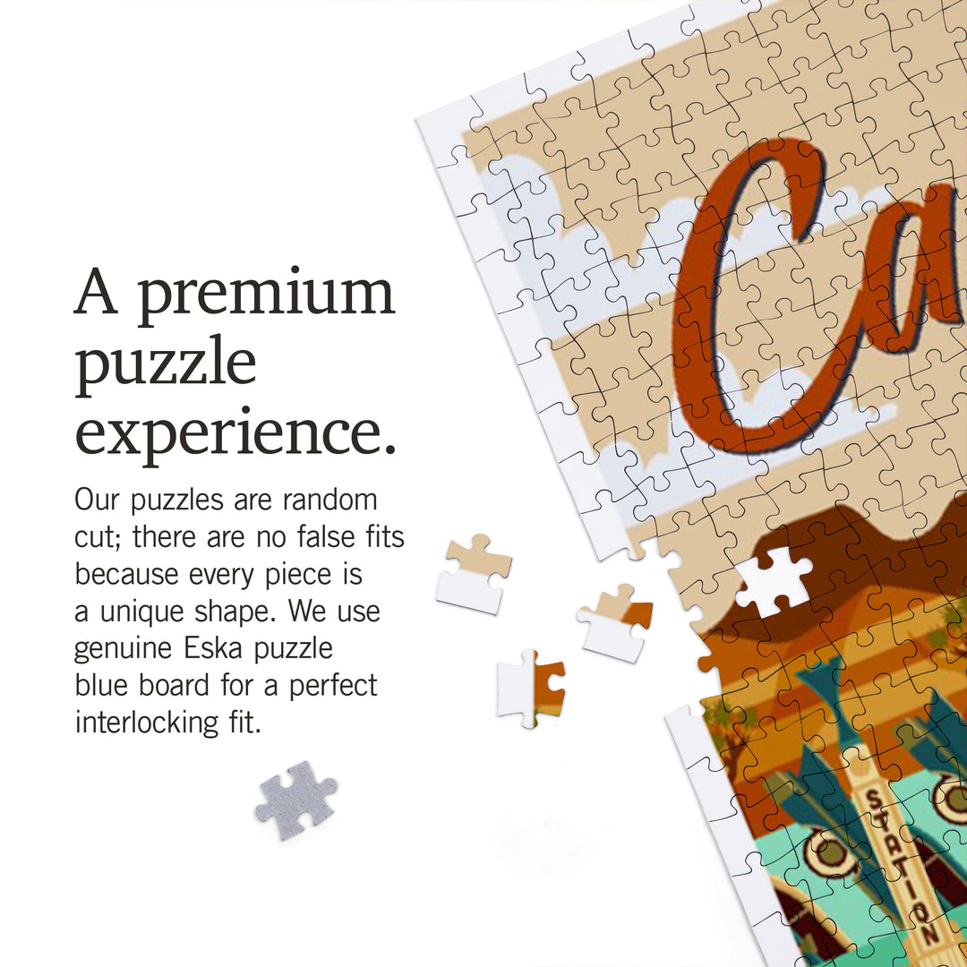 California, Route 66, Geometric, Jigsaw Puzzle Puzzle Lantern Press 