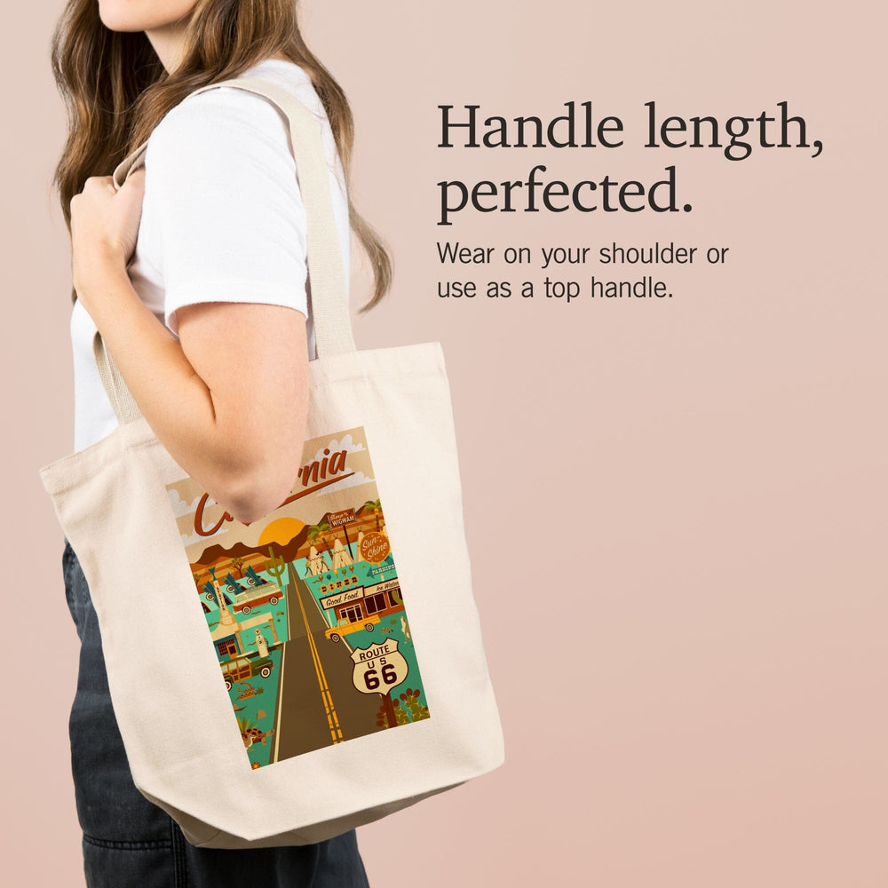 California, Route 66, Geometric, Tote Bag Totes Lantern Press 