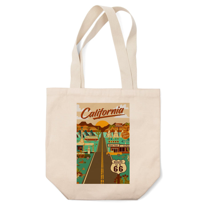 California, Route 66, Geometric, Tote Bag Totes Lantern Press 