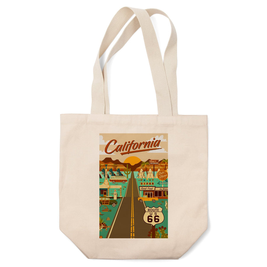 California, Route 66, Geometric, Tote Bag Totes Lantern Press 