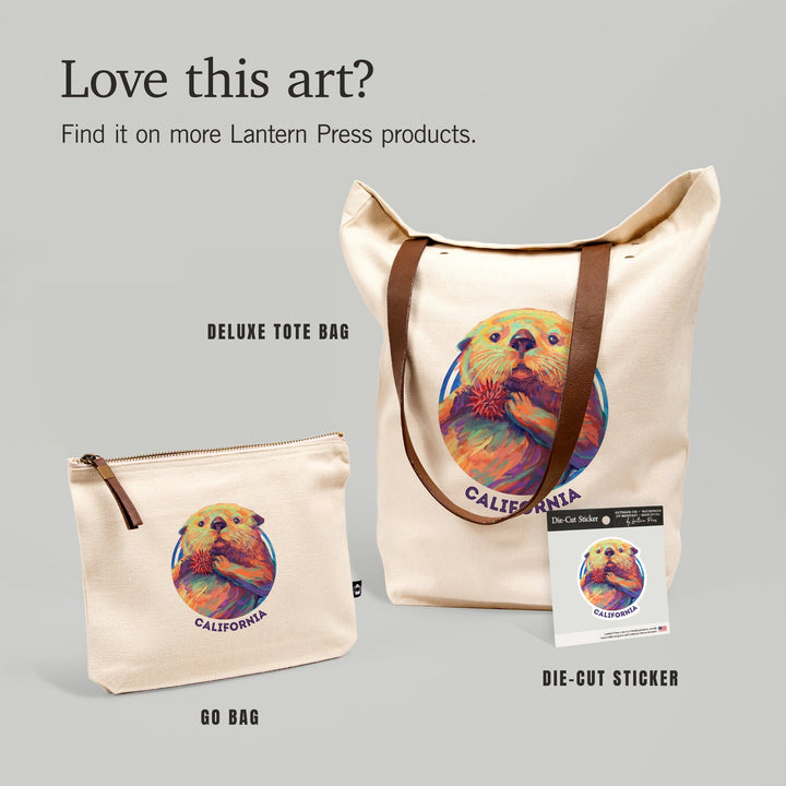 California, Sea Otter, Vivid Series, Contour, Vinyl Sticker Sticker Lantern Press 