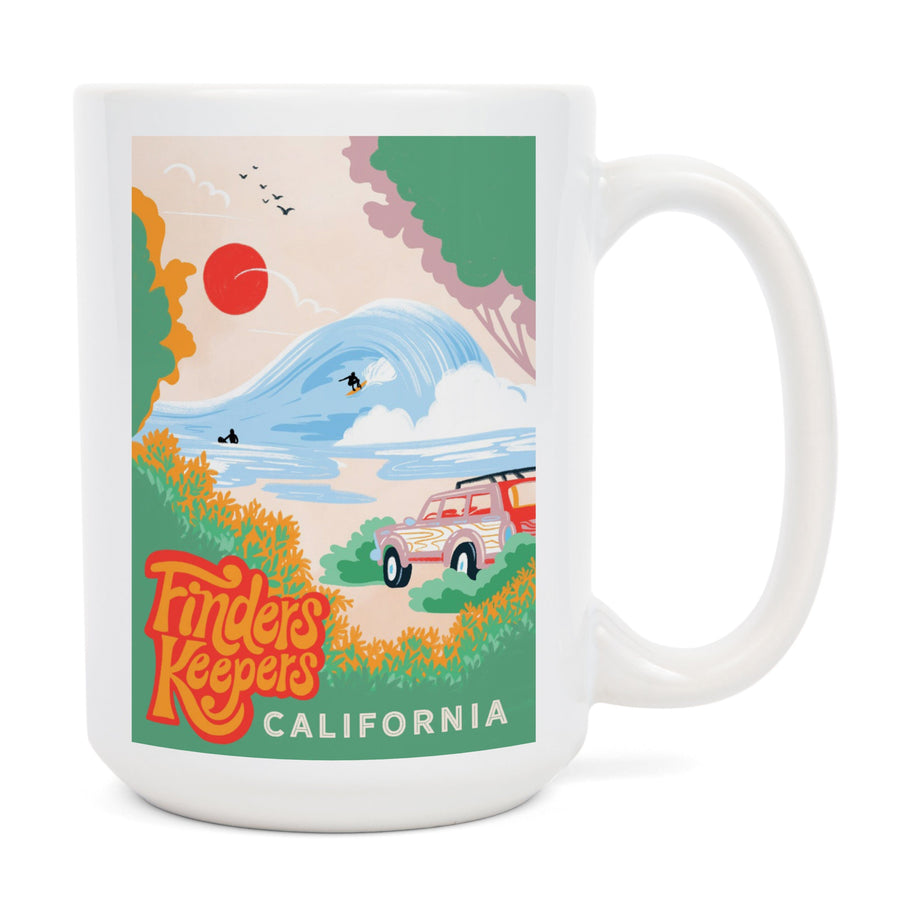 California, Secret Surf Spot Collection, Surf Scene at the Beach, Finders Keepers, Ceramic Mug Mugs Lantern Press 