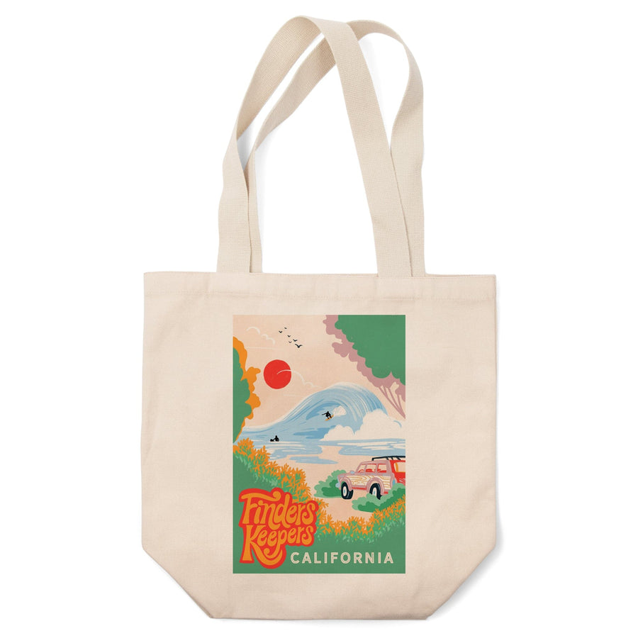 California, Secret Surf Spot Collection, Surf Scene at the Beach, Finders Keepers, Tote Bag Totes Lantern Press 