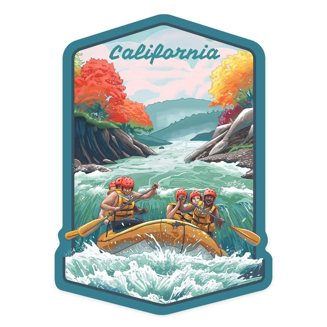 River Raft Sticker California, Seek Adventure, River Rafting, Contour, outdoor vinyl ...